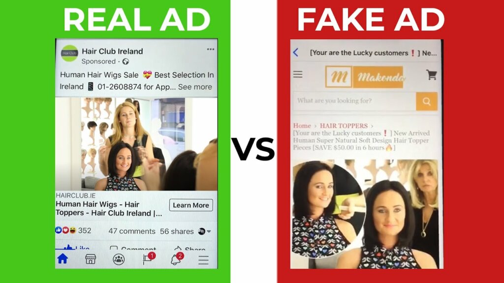 ad facebook real vs fake