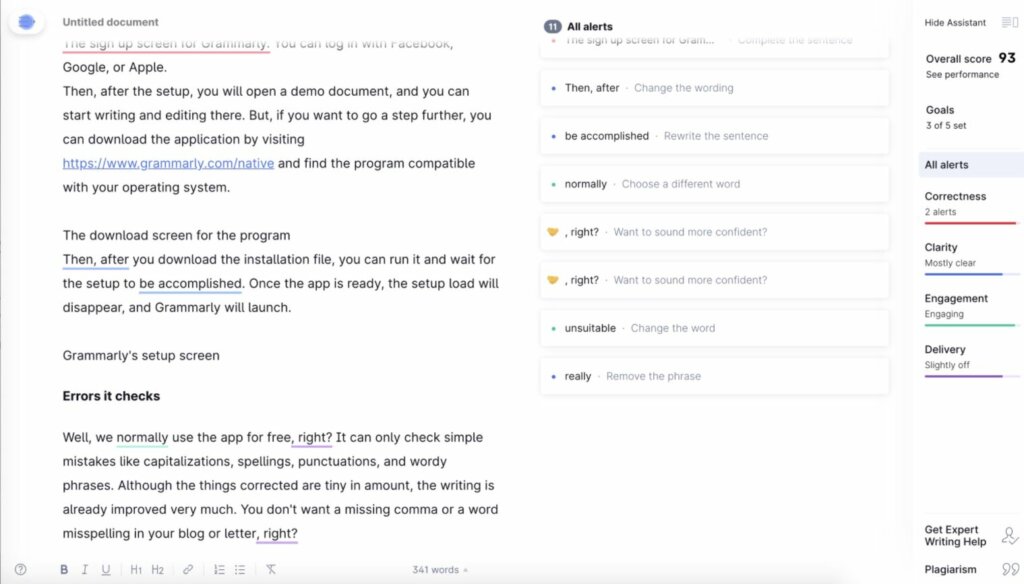 grammarly app writing